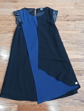 Armani Junior Girls Sz 12A Black and Blue Layered A‑Line Dress